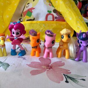 Lot of 7 My Little Pony Hasbro Brushable Hair Figures Equestria Girls Pinkie Pie